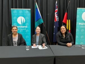Yoorrook Commissioner Maggie Walter joined First Peoples’ Assembly Members, Ngarra Murray and Tracey Evans, discussing Truth & Treaty in Victoria at a forum facilitated by Moreland City Council.