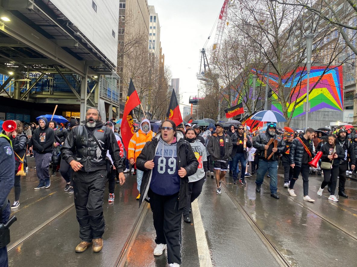 Passionate people at the NAIDOC march on Swanston St