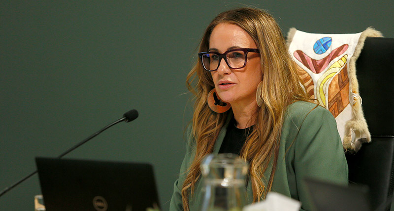 Deputy Chair Sue-Anne Hunter at a public hearing of the Yoorrook Justice Commission in Melbourne